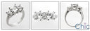 1.25 Princess High Quality Cubic Zirconia 3 Stone Ring 14K White Past Present Future