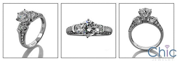 Engagement Round Cubic Zirconia Center Stone 6 Prong Cubic Zirconia Cz Ring