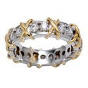 Eternity Two Color Round Channel Set Cubic Zirconia Cz Ring