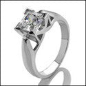 Solitaire Princess 1 Ct Center Engagement Cubic Zirconia in 14K White Gold Ring