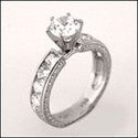 Engagement Round 1 Ct Channel Custom HCt Engraved Cubic Zirconia Cz Ring