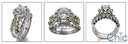 Matching Set 1 Ct Round Center Share Prong 2 Cubic Zirconia Cz Ring