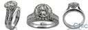Matching Engagement Ring Set 1 Ct Round Cubic Zirconia In Halo Pave and Wedding Band 14K W Gold
