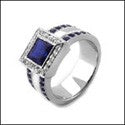 Anniversary Sapphire Princess 1 Ct Bezel Cubic Zirconia Cz Ring