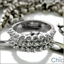 Wedding 7.5MM Wide  1.5 TCW Round Cubic Zirconia 14K White Gold Band