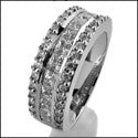 Lady's Wedding Band High Quality CZ  Princess Channel Set With Pave Cubic Zirconia 14K W Gold