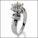 Engagement 2 Ct Round Stone Channel Sapphires Cubic Zirconia Cz Ring