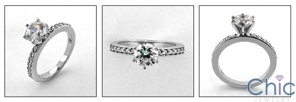 Engagement Round 1Ct Center Stone Narrow Pave Cubic Zirconia Cz Ring