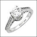 Engagement 1 Ct Round center Engraved Ct Pave Cubic Zirconia Cz Ring