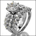 Matching Set 2Ct Round Prong Princess Wedding Cubic Zirconia Cz Ring