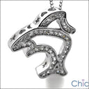 Cubic Zirconia Cz Shark Charm Pendant