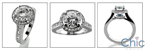 Engagement 1.1 round Center Halo Pave Ct Channel Princess Cubic Zirconia Cz Ring