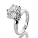 Solitaire 2.5 Round Center Knife Shank Cubic Zirconia Cz Ring