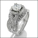 Matching Set 1.25 Cushion Center Pave Double Cubic Zirconia Cz Ring