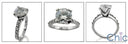 Engagement 2.25 Round Center 4 Prongs .25 Ct Pave Cubic Zirconia Cz Ring
