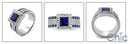 Anniversary Princess Sapphire Bezel Pave Cubic Zirconia Cz Ring