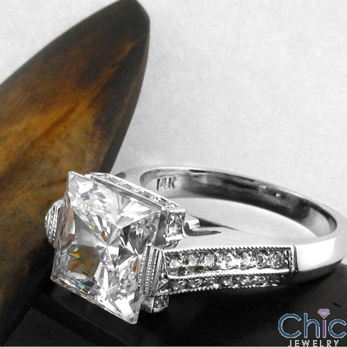 Engagement 3 Ct Princess Channel Cubic Zirconia Cz Ring