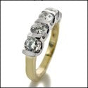 Anniversary Two Tone Channel 5 Round Stone Cubic Zirconia Cz Ring