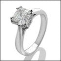 Solitaire 1.25 Asscher Double Prong Cubic Zirconia 14K White Gold Ring