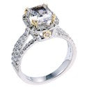 Engagement 3 Ct Radiant Cushion Two Tone Cubic Zirconia Cz Ring