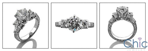Engagement 1.5 round Center Hearts Ct Engraving Cubic Zirconia Cz Ring