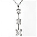 Cubic Zirconia Cz Round 3 Stone .70 TCW Pendant