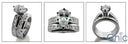 Matching Set 2 Ct Pear Center Round Channel Princess Cubic Zirconia White Gold Ring