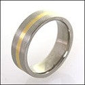Mens Two Town Titanium Ct Yellow Gold Band