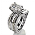 Matching Set 1.5 Oval Center Channel Wedding Cubic Zirconia Cz Ring