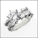 Engagement 2 Ct Round Center channel set Cubic Zirconia Cz Ring