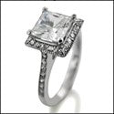 Engagement Princess 1.25 Center Pave Cubic Zirconia Cz Ring