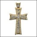 11.5 TCW Two Tone Gold Cross Princess & Round CZs