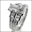 Matching Set 1 Ct Emerald Center Channel Princess Cubic Zirconia Cz Ring