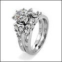 Matching Set 2.06 TCW Round Center Cubic Zirconia Cz Ring