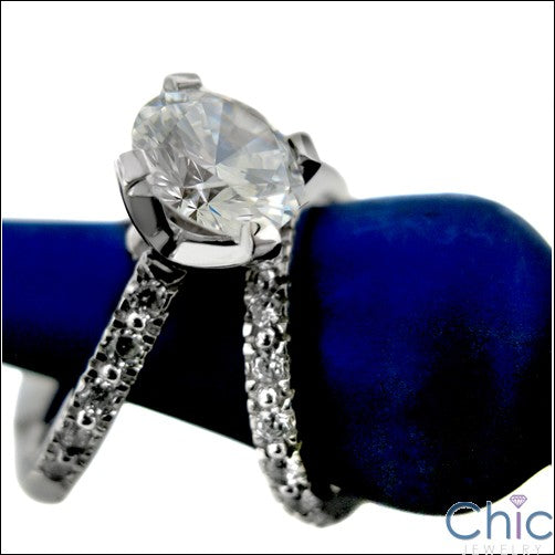 Engagement 2.25 Round Center 4 Prongs .25 Ct Pave Cubic Zirconia Cz Ring