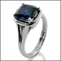 Solitaire 2 Ct Sapphire Cushion Cubic Zirconia Cz Ring