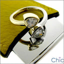 Anniversary Two Heart Shape Cubic Zirconia Stones in Bezel 14K Tone Tone Gold Ring