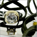 Solitaire 4 Carat Cushion Cubic Zirconia Two Tone Solid 14K Gold Ring