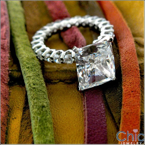 Engagement 5 Ct . Radiant Cushion Eternity Cubic Zirconia Cz Ring