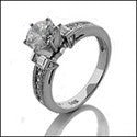 Engagement 1 Ct Round Center Miligree Cubic Zirconia Cz Ring