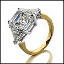 3 Stone 3.5 Asscher Ct Trillions Two Tone Cubic Zirconia Cz Ring