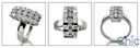 Round Princess Channel Cubic Zirconia  Stones 14K White Gold Right Hand Ring