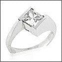 Solitaire Princess 1 Ct channel Cubic Zirconia Cz Ring