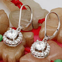 2.3 TCW Round Cubic Zirconia Stone Earrings Halo Lever Back 14k White Gold