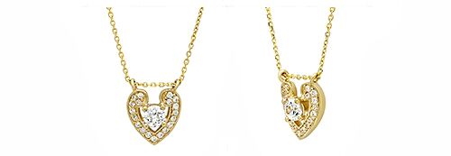 Heart Shaped Yellow Gold Pendant with 16 inch Chain