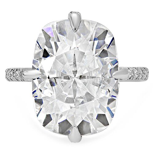 Kardashian Style 16 carat Radiant Cushion Cubic Zirconia Engagement Ring 14k White Gold