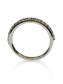 Narrow wedding band with round cubic zirconia stones 14k white gold