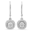 2.3 TCW Round Cubic Zirconia Stone Earrings Halo Lever Back 14k White Gold