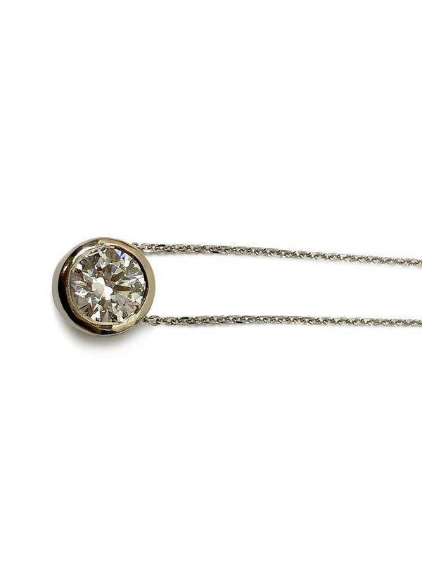 2 carat round cz pendant with 16 inch 14k white gold chain