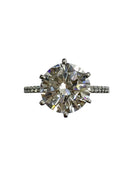 Round Cubic Zirconia 3 Carat Engagement Ring Micro Pave Band